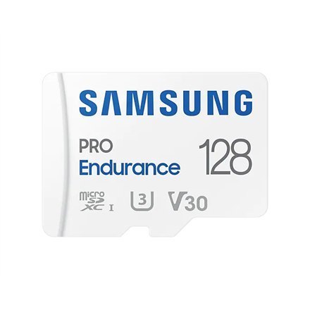 Samsung | PRO Endurance | MB-MJ128KA/EU | 128 GB | Karta pamięci microSD | Pamięć flash klasy U3, V30, Class 10 | Adapter SD Samsung | PRO Endurance | MB-MJ128KA/EU | 128 GB | Karta pamięci microSD | Pamięć flash klasy U3, V30, Class 10 | Adapter SD