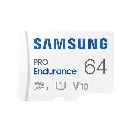 Samsung | PRO Endurance | MB-MJ64KA/EU | 64 GB | Karta pamięci microSD | Pamięć flash klasy U1, V10, Class 10 | Adapter SD Samsung | PRO Endurance | MB-MJ64KA/EU | 64 GB | Karta pamięci microSD | Pamięć flash klasy U1, V10, Class 10 | Adapter SD