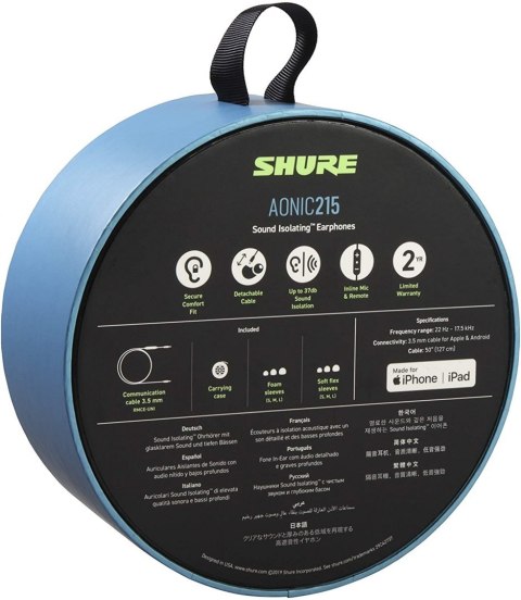 Shure SE215 Earphone, Blue W/MODEL: RMCE-UNI Shure Shure SE215 Earphone, Blue W/MODEL: RMCE-UNI Shure
