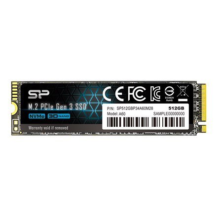 Silicon Power | A60 | 512 GB | SSD interface M.2 NVME | Read speed 2200 MB/s | Write speed 1600 MB/s Silicon Power | A60 | 512 GB | SSD interface M.2 NVME | Read speed 2200 MB/s | Write speed 1600 MB/s