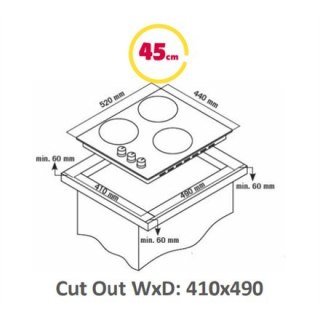 Simfer | H4.300.VGRIM | Hob | Gas | Number of burners/cooking zones 3 | Rotary knobs | Stainless steel