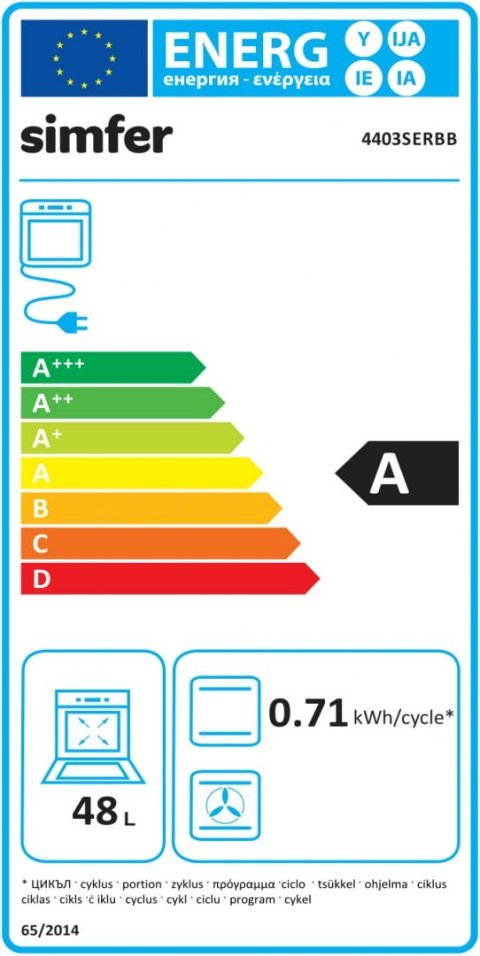 Simfer | Kuchenka | 4403SERBB | Typ płyty gazowa | Typ piekarnika elektryczny | Biały | Szerokość 50 cm | Zapłon elektroniczny | Simfer | Kuchenka | 4403SERBB | Typ płyty gazowa | Typ piekarnika elektryczny | Biały | Szerokość 50 cm | Zapłon elektroniczny |