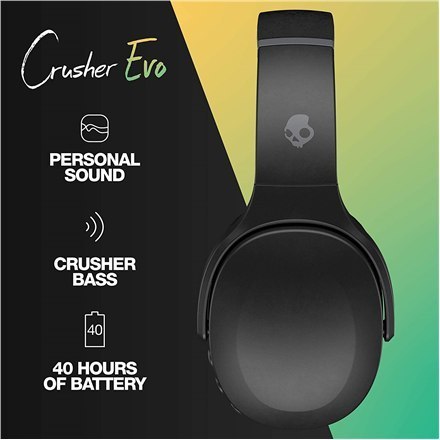 Skullcandy | Crusher Evo | Wireless Headphones | Wireless | Over-ear | Microphone | Wireless | True Black Skullcandy | Crusher Evo | Wireless Headphones | Wireless | Over-ear | Microphone | Wireless | True Black