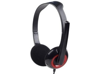 Słuchawki stereo Gembird MHS-002 z wbudowanym mikrofonem, złączem 3,5 mm, kolor czarno-czerwony. Gwarancja 24 miesiące.
