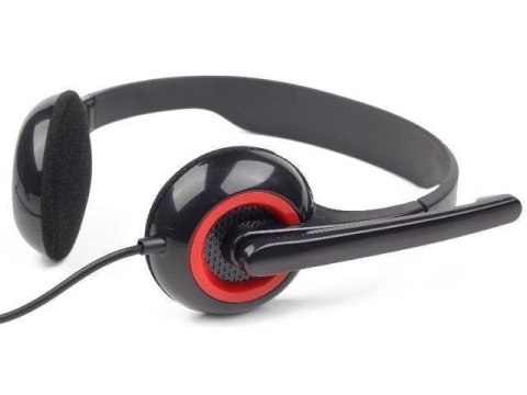 Słuchawki stereo Gembird MHS-002 z wbudowanym mikrofonem, złączem 3,5 mm, kolor czarno-czerwony. Gwarancja 24 miesiące.
