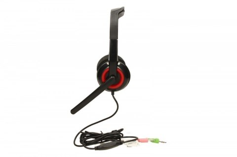 Słuchawki stereo Gembird MHS-002 z wbudowanym mikrofonem, złączem 3,5 mm, kolor czarno-czerwony. Gwarancja 24 miesiące.