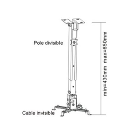 Sunne | Projector Ceiling mount | PRO02S | Tilt, Swivel | Maximum weight (capacity) 20 kg | Silver Sunne | Projector Ceiling mount | PRO02S | Tilt, Swivel | Maximum weight (capacity) 20 kg | Silver