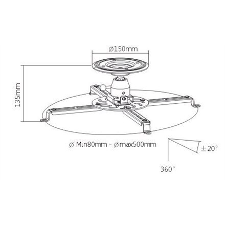 Sunne | Projector Ceiling mount | Turn, Tilt | Black Sunne | Projector Ceiling mount | Turn, Tilt | Black
