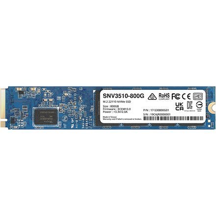 Synology | SNV3510-800G | 800 GB | SSD form factor M.2 22110 | SSD interface PCIe Gen3x4 | Read speed 3100 MB/s | Write speed 10 Synology | SNV3510-800G | 800 GB | SSD form factor M.2 22110 | SSD interface PCIe Gen3x4 | Read speed 3100 MB/s | Write speed 10