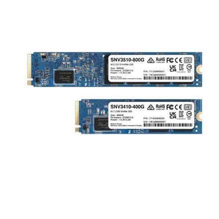 Synology | SSD | SNV3410-400G | 400 GB | SSD form factor M.2 2280 | SSD interface M.2 NVME | Read speed 3000 MB/s | Write speed Synology | SSD | SNV3410-400G | 400 GB | SSD form factor M.2 2280 | SSD interface M.2 NVME | Read speed 3000 MB/s | Write speed