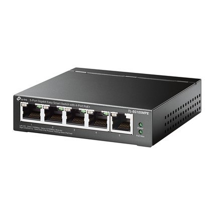 TP-LINK | 5-Port Gigabit Easy Smart Switch with 4-Port PoE+ | TL-SG105MPE | Managed L2 | Desktop | 1 Gbps (RJ-45) ports quantity TP-LINK | 5-Port Gigabit Easy Smart Switch with 4-Port PoE+ | TL-SG105MPE | Managed L2 | Desktop | 1 Gbps (RJ-45) ports quantity