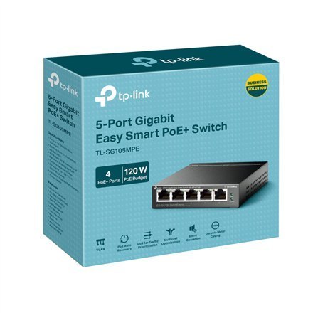 TP-LINK | 5-Port Gigabit Easy Smart Switch with 4-Port PoE+ | TL-SG105MPE | Managed L2 | Desktop | 1 Gbps (RJ-45) ports quantity TP-LINK | 5-Port Gigabit Easy Smart Switch with 4-Port PoE+ | TL-SG105MPE | Managed L2 | Desktop | 1 Gbps (RJ-45) ports quantity