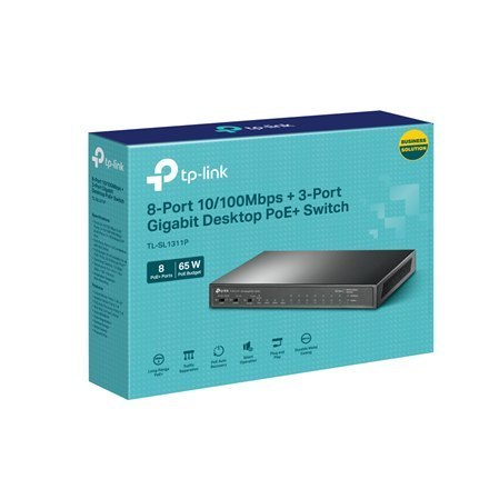 TP-LINK | 8-Port 10/100Mbps+3-Port Gigabit Desktop Switch with 8-Port PoE+ | TL-SL1311P | Unmanaged | Desktop | 1 Gbps (RJ-45) p