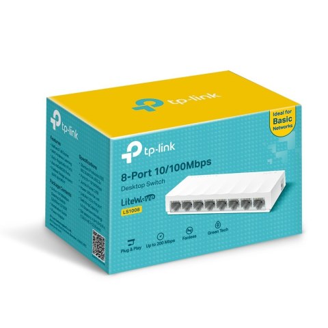 TP-LINK | 8-Port 10/100Mbps Desktop Network Switch | LS1008 | Unmanaged | Desktop | 1 Gbps (RJ-45) ports quantity | SFP ports qu TP-LINK | 8-Port 10/100Mbps Desktop Network Switch | LS1008 | Unmanaged | Desktop | 1 Gbps (RJ-45) ports quantity | SFP ports qu