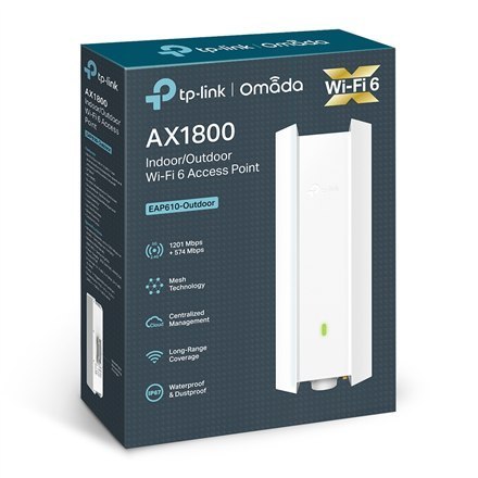 TP-LINK | AX1800 Indoor/Outdoor WiFi 6 Access Point | EAP610-Outdoor | 802.11ax | 2.4 GHz/5 GHz | 1201+574 Mbit/s | 10/100/1000 TP-LINK | AX1800 Indoor/Outdoor WiFi 6 Access Point | EAP610-Outdoor | 802.11ax | 2.4 GHz/5 GHz | 1201+574 Mbit/s | 10/100/1000
