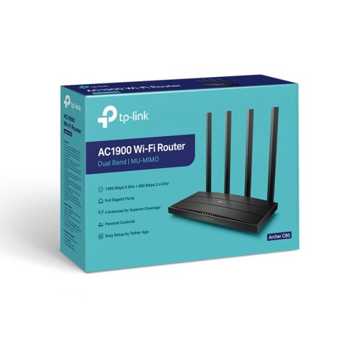 TP-LINK | AC1900 Wireless MU-MIMO Wi-Fi 5 Router | Archer C80 | 802.11ac | 1300+600 Mbit/s | 10/100/1000 Mbit/s | Ethernet LAN ( TP-LINK | AC1900 Wireless MU-MIMO Wi-Fi 5 Router | Archer C80 | 802.11ac | 1300+600 Mbit/s | 10/100/1000 Mbit/s | Ethernet LAN (