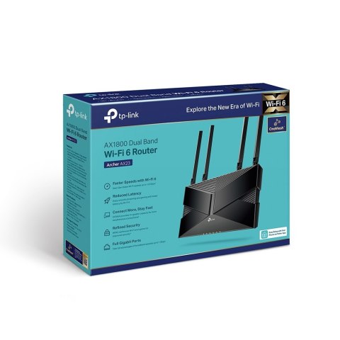 TP-LINK | Dual-Band Wi-Fi 6 Router | Archer AX23 AX1800 | 802.11ax | 1201+574 Mbit/s | Mbit/s | Ethernet LAN (RJ-45) ports 4 | M TP-LINK | Dual-Band Wi-Fi 6 Router | Archer AX23 AX1800 | 802.11ax | 1201+574 Mbit/s | Mbit/s | Ethernet LAN (RJ-45) ports 4 | M