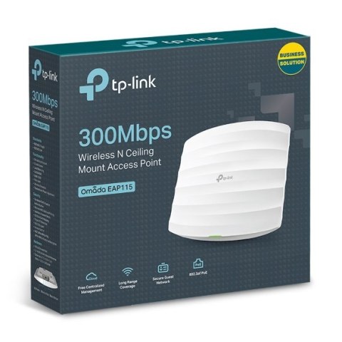 TP-LINK | EAP115 | Punkt dostępowy | 802.11n | 2.4GHz | 300 Mbit/s | 10/100 Mbit/s | Porty Ethernet LAN (RJ-45) 1 | MU-MiMO Nie TP-LINK | EAP115 | Punkt dostępowy | 802.11n | 2.4GHz | 300 Mbit/s | 10/100 Mbit/s | Porty Ethernet LAN (RJ-45) 1 | MU-MiMO Nie