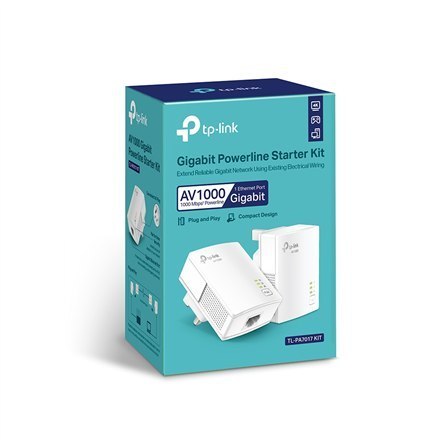 TP-LINK | Gigabit Powerline Starter Kit | TL-PA7017 KIT | 10/100/1000 Mbit/s | Porty Ethernet LAN (RJ-45) 1 | Brak Wi-Fi | Prędk TP-LINK | Gigabit Powerline Starter Kit | TL-PA7017 KIT | 10/100/1000 Mbit/s | Porty Ethernet LAN (RJ-45) 1 | Brak Wi-Fi | Prędk