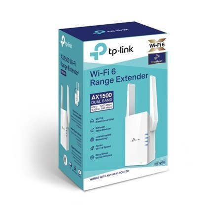 TP-LINK | RE505X | Extender | 802.11ax | 2.4GHz/5GHz | 300+1200 Mbit/s | 10/100/1000 Mbit/s | Porty Ethernet LAN (RJ-45) 1 | MU- TP-LINK | RE505X | Extender | 802.11ax | 2.4GHz/5GHz | 300+1200 Mbit/s | 10/100/1000 Mbit/s | Porty Ethernet LAN (RJ-45) 1 | MU-