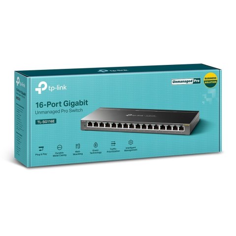 TP-LINK | Switch | TL-SG116E | Web managed | Wall mountable | 1 Gbps (RJ-45) ports quantity 16 | Power supply type External | 36 TP-LINK | Switch | TL-SG116E | Web managed | Wall mountable | 1 Gbps (RJ-45) ports quantity 16 | Power supply type External | 36