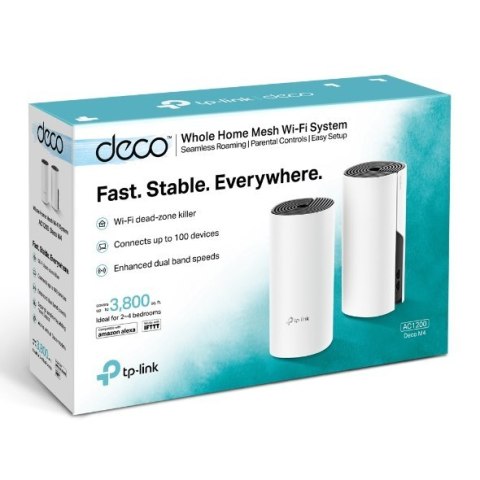 TP-LINK | Whole Home Mesh WiFi System | Deco M4 (2-Pack) | 802.11ac | 300+867 Mbit/s | 10/100/1000 Mbit/s | Ethernet LAN (RJ-45) TP-LINK | Whole Home Mesh WiFi System | Deco M4 (2-Pack) | 802.11ac | 300+867 Mbit/s | 10/100/1000 Mbit/s | Ethernet LAN (RJ-45)