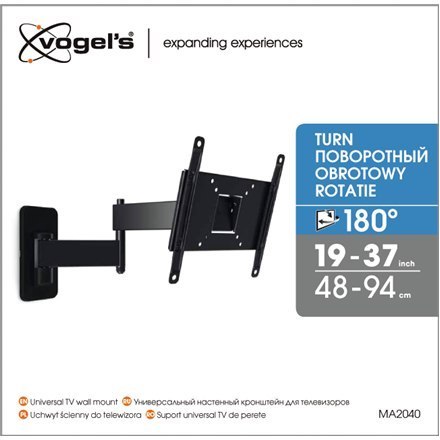 Uchwyt ścienny Vogels MA2040-A1 do telewizora | Pełny ruch | 19-40 " | Maks. waga 15 kg | Czarny Uchwyt ścienny Vogels MA2040-A1 do telewizora | Pełny ruch | 19-40 " | Maks. waga 15 kg | Czarny