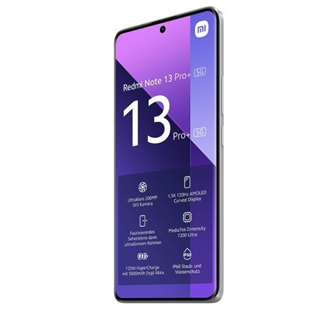 Xiaomi Redmi Note 13 Pro+ Moonlight White, 6.67", AMOLED Full HD, Mediatek Dimensity 7200 Ultra, 12 GB RAM, 512 GB, Dual SIM, 4G Xiaomi Redmi Note 13 Pro+ Moonlight White, 6.67", AMOLED Full HD, Mediatek Dimensity 7200 Ultra, 12 GB RAM, 512 GB, Dual SIM, 4G