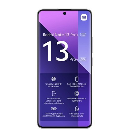 Xiaomi Redmi Note 13 Pro+ Moonlight White, 6.67", AMOLED Full HD, Mediatek Dimensity 7200 Ultra, 12 GB RAM, 512 GB, Dual SIM, 4G Xiaomi Redmi Note 13 Pro+ Moonlight White, 6.67", AMOLED Full HD, Mediatek Dimensity 7200 Ultra, 12 GB RAM, 512 GB, Dual SIM, 4G