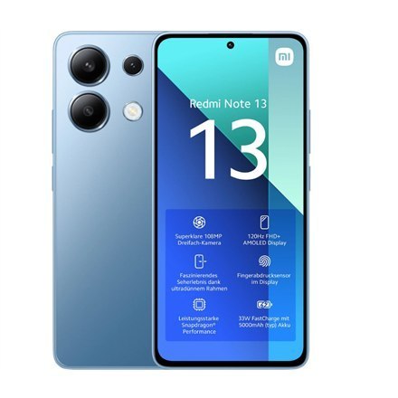 Xiaomi Redmi Note 13 w kolorze Ice Blue z ekranem AMOLED 6.67" i aparatem głównym 108+8+2 MP. Snapdragon 685, 6 GB RAM, 128 GB p Xiaomi Redmi Note 13 w kolorze Ice Blue z ekranem AMOLED 6.67" i aparatem głównym 108+8+2 MP. Snapdragon 685, 6 GB RAM, 128 GB p