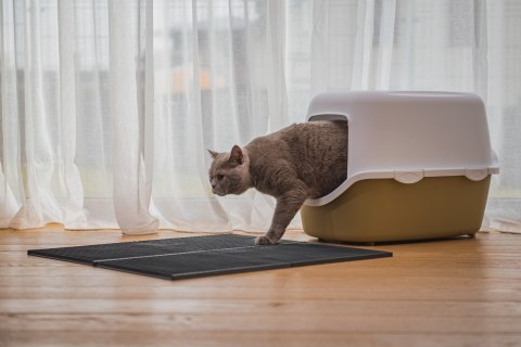 Mata 30x30cm przed kuwetę JASNO-SZARA FIBOO
