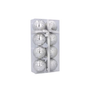 Bombki choinkowe 6cm kpl 8 szt SREBRNE W1