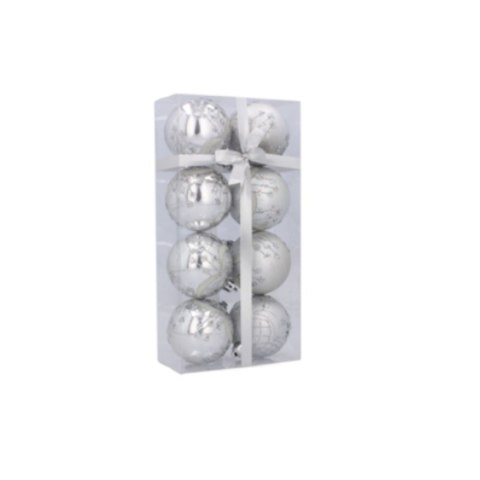 Bombki choinkowe 6cm kpl 8 szt SREBRNE W1