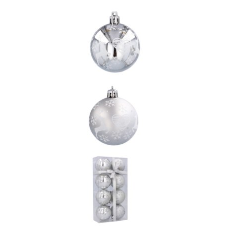Bombki choinkowe 6cm kpl 8 szt SREBRNE W1
