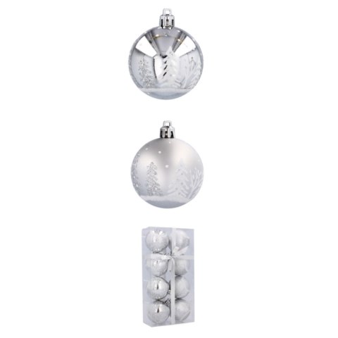 Bombki choinkowe 6cm kpl 8 szt SREBRNE W3 Bombki choinkowe 6cm kpl 8 szt SREBRNE W3