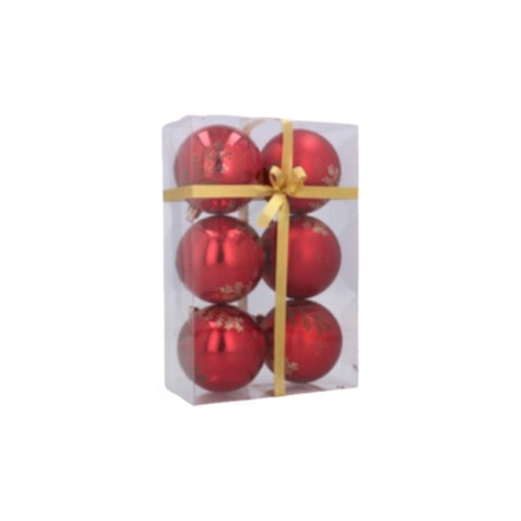 Bombki choinkowe 8cm kpl 6 szt CZERWONE W3 Bombki choinkowe 8cm kpl 6 szt CZERWONE W3