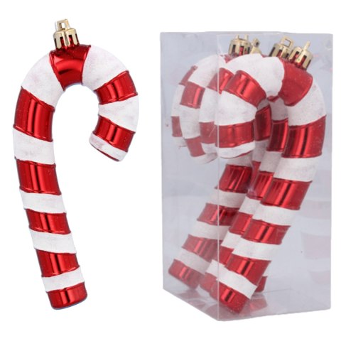 Zawieszki "CUKIERKOWA LASKA" 13cm - Komplet 4 szt. - Kolor: BOŻONARODZENIOWA CZERWIEŃ