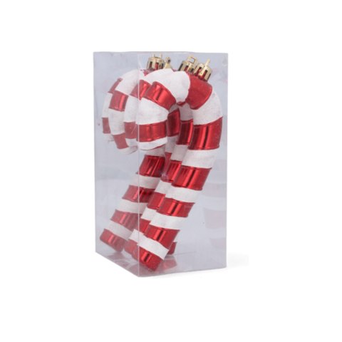 Zawieszki "CUKIERKOWA LASKA" 13cm - Komplet 4 szt. - Kolor: BOŻONARODZENIOWA CZERWIEŃ