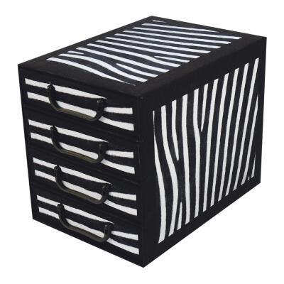 Pudełko kartonowe 4 szuflady pionowe STYL ZEBRA Pudełko kartonowe 4 szuflady pionowe STYL ZEBRA