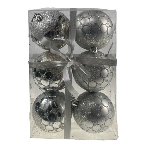 Bombki choinkowe 6 szt 7cm srebrne W4 Bombki choinkowe 6 szt 7cm srebrne W4