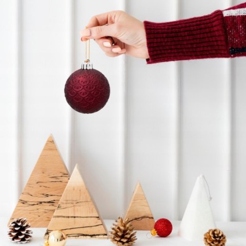 Komplet 19 Bombek Choinkowych Kamai Christmas Decoration® - Kolor Burgund z Gwiazdą na Czubek