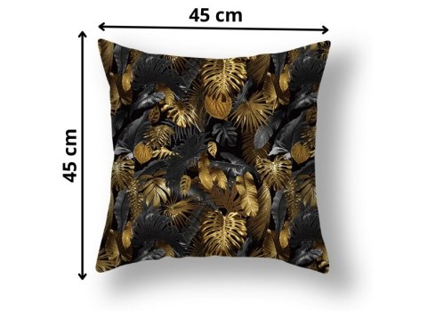 Poszewka na poduszkę 45x45 cm - czarno-złota LIŚCIE MINI Poszewka na poduszkę 45x45 cm - czarno-złota LIŚCIE MINI