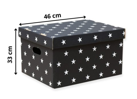 Pudełko dekoracyjne, porządkowe 460x320x330 mm GWIAZDKI czarno-białe Pudełko dekoracyjne, porządkowe 460x320x330 mm GWIAZDKI czarno-białe