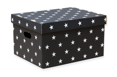 Pudełko dekoracyjne, porządkowe 460x320x330 mm GWIAZDKI czarno-białe Pudełko dekoracyjne, porządkowe 460x320x330 mm GWIAZDKI czarno-białe