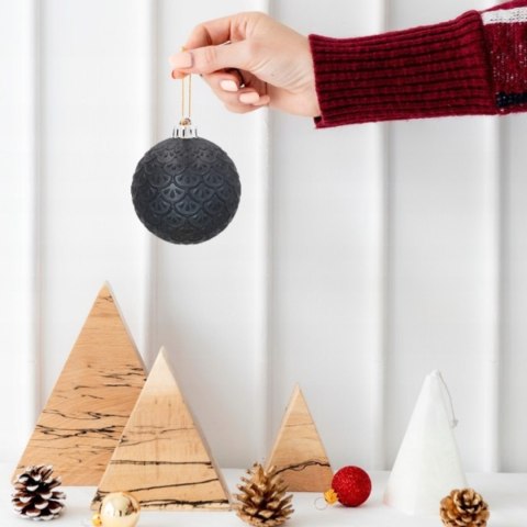 Komplet 19 Bombek Choinkowych Kamai Christmas Decoration® - Kolor Antracyt z Gwiazdą na Czubek