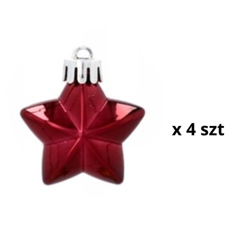 Komplet 19 Bombek Choinkowych Kamai Christmas Decoration® - Kolor Burgund z Gwiazdą na Czubek