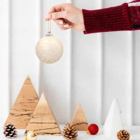 Komplet 19 Bombek Choinkowych Kamai Christmas Decoration® - Kolor Szampański z Gwiazdą na Czubek
