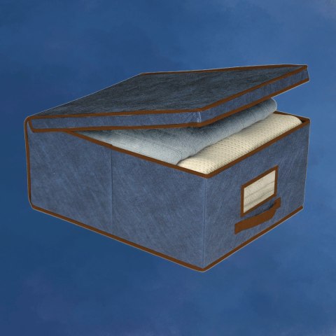 BLUE niebieski organizer do szafy z pokrywą oraz oknem 50x40x25cm BLUE niebieski organizer do szafy z pokrywą oraz oknem 50x40x25cm