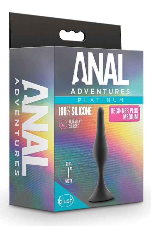 ANAL ADVENTURES PLATINUM SILICONE BEGINNER PLUG MEDIUM BLACK ANAL ADVENTURES PLATINUM SILICONE BEGINNER PLUG MEDIUM BLACK