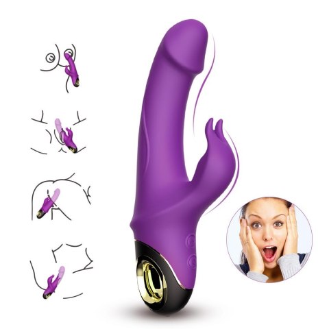 Wibrator królik z masażerem łechtaczki 22cm 9 tryb